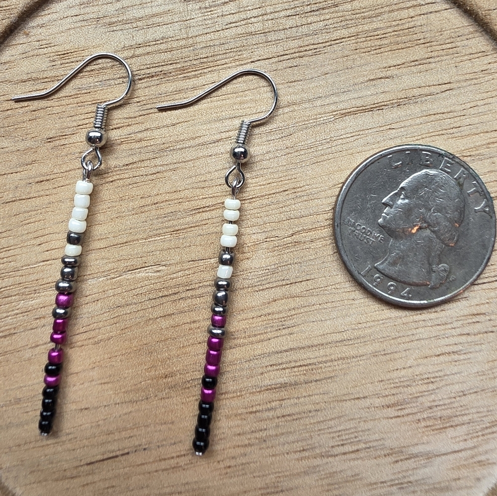 University Of Montana Inspired Beaded Drop Earrings, Silver Color Hook, Handmade